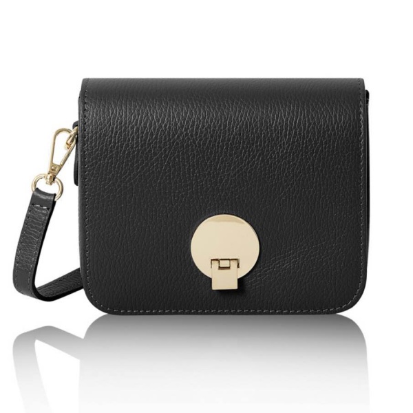 Leather Gold Tone Bag - Black